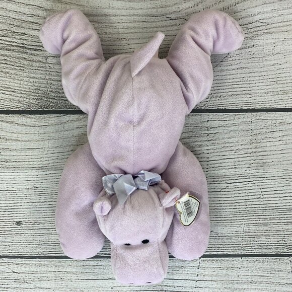 TUBBY 1996 TY Pillow Pals Lavender Hippo Soft Plush 15” Kids Stuffed Animal Toy - Picture 6 of 13